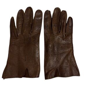 Womens Vintage Brown Deerskin Gloves Size 7 Unlined, Very Soft Valentines Day